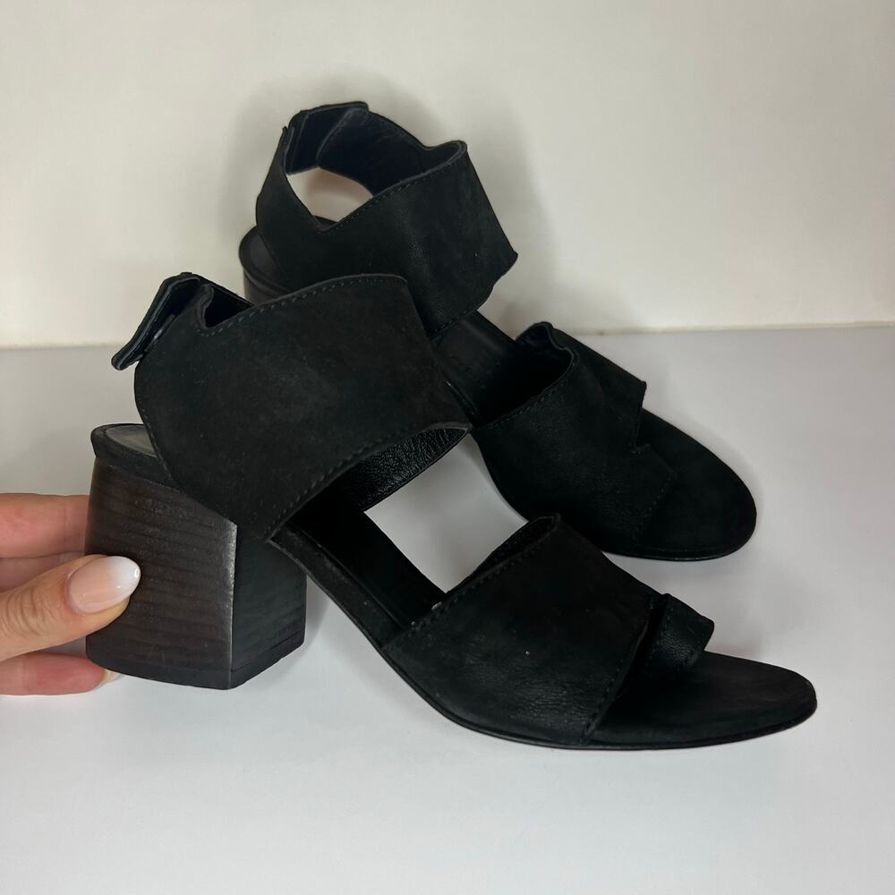 LD Tuttle black nubuck leather block heel sandals heels WOMENS 35/5